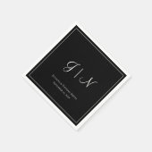 Serviette En Papier Noir Classique Simple Moderne Initiales Nom du mon (Coin)