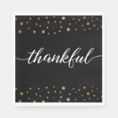 Serviette En Papier Noir Confetti Thankor Script Calligraphie (Devant)
