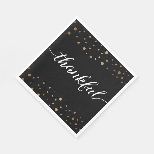Serviette En Papier Noir Confetti Thankor Script Calligraphie (Coin)