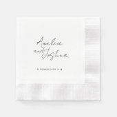Serviette En Papier Noir Contemporain Faveurs Mariage (Devant)
