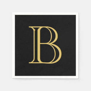 Serviette En Papier Noir couleur or Monogramme professionnel Calligrap