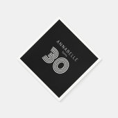 Serviette En Papier Noir de 30e anniversaire moderne (Coin)