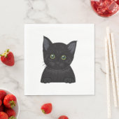 Serviette En Papier Noir de chat (En situation)