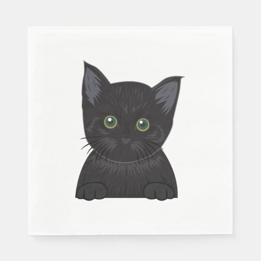 Serviette En Papier Noir de chat (Devant)