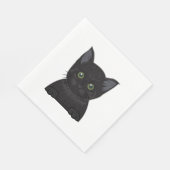 Serviette En Papier Noir de chat (Coin)