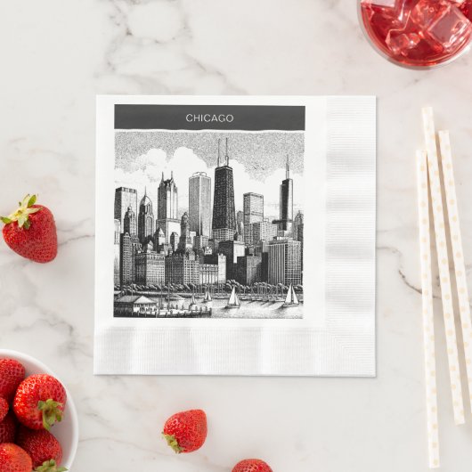 Serviette En Papier Noir de Chicago (En situation)