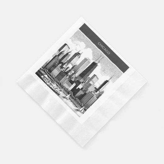Serviette En Papier Noir de Chicago (Coin)