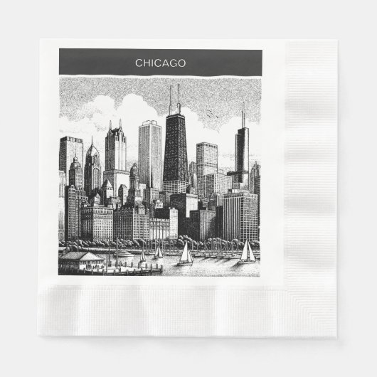 Serviette En Papier Noir de Chicago (Devant)