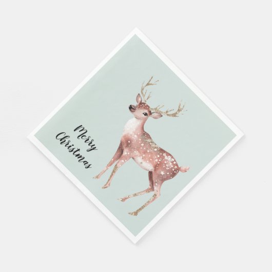 Serviette En Papier Noir de Noël vert rose pâle (Coin)