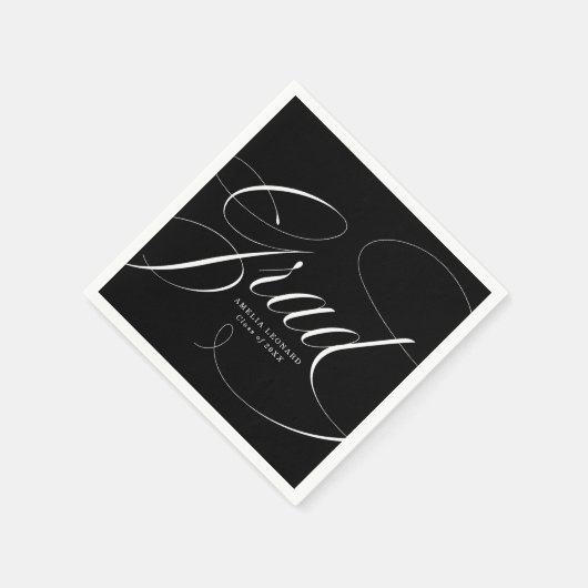Serviette En Papier Noir | Eloquence Graduation (Coin)