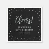 Serviette En Papier Noir et argent | Confetti fête d'anniversaire adul (Devant)