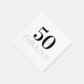 Serviette En Papier Noir et blanc 50 et texte fabuleux Anniversaire (Coin)