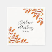 Serviette En Papier Noir et blanc avec rouille Feuilles d'automne Mari (Devant)