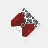 Serviette En Papier Noir et blanc Damas Rouge Bow Glam Sweet 16 Party (Coin)
