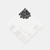 Serviette En Papier Noir et blanc Damask Gold Mariage texte (Coin)