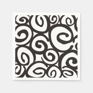 Serviette En Papier Noir et blanc de motif de spirales + vos idées