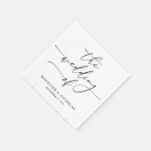 Serviette En Papier Noir Et Blanc Élégant Calligraphie Mariage Moderne (Coin)