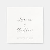 Serviette En Papier Noir et blanc Élégant Moderne Mariage simple (Devant)
