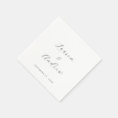 Serviette En Papier Noir et blanc Élégant Moderne Mariage simple (Coin)