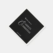 Serviette En Papier Noir et blanc élégant monogramme simple imprimé (Coin)