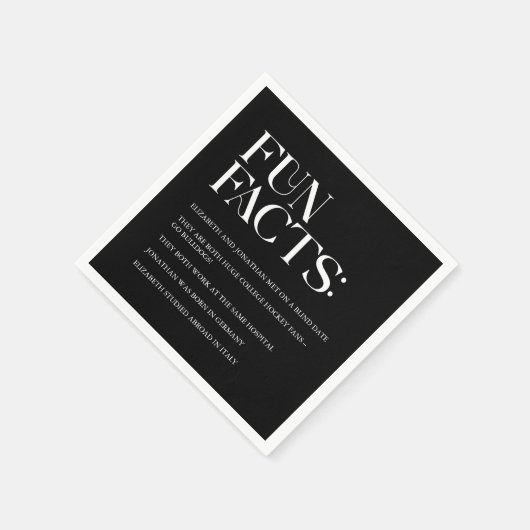Serviette En Papier Noir et blanc Fun Fun Faits Mariage (Coin)