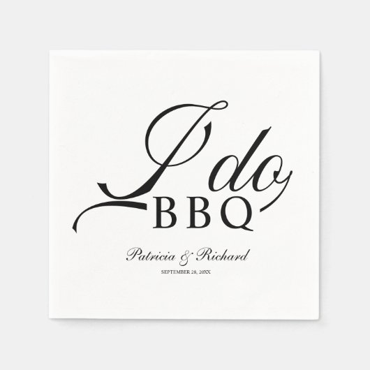 Serviette En Papier Noir Et Blanc Je Fais BBQ (Devant)