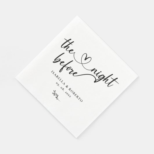 Serviette En Papier Noir et blanc La nuit avant Mariage serviettes (Coin)