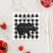 Serviette En Papier Noir et blanc lisible | Baby shower de l'ours (En situation)