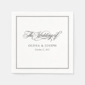 Serviette En Papier Noir et blanc | Mariage classique italien d'élégan (Devant)