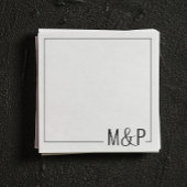 Serviette En Papier Noir et blanc minimal Mariage classique