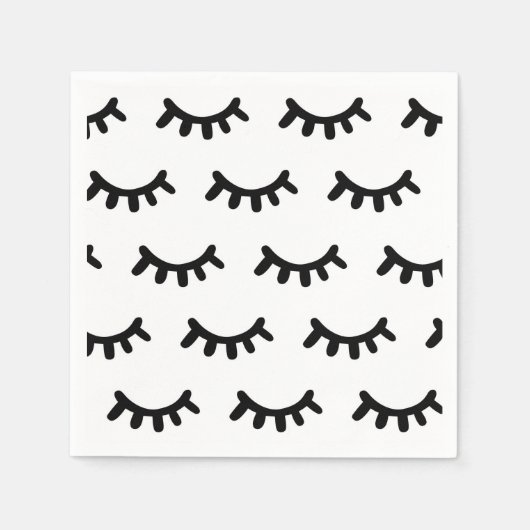 Serviette En Papier Noir et blanc moderne abstrait mignon yeux motif (Devant)