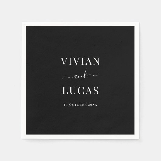 Serviette En Papier Noir et blanc moderne Formal Mariage minimal (Devant)