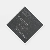 Serviette En Papier Noir Et Blanc Moderne Mariage Élégant (Coin)