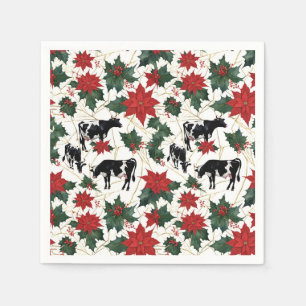 Serviette En Papier Noir et blanc Noël Holstein Vaches laitières Flora