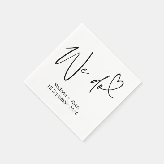 Serviette En Papier Noir et blanc Nous faisons Cocktail Mariage Ensemb (Coin)