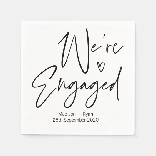 Serviette En Papier Noir et blanc Nous sommes engagés Engagement Décor (Devant)