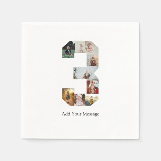 Serviette En Papier Noir et blanc Numéro 3 Collage photo (Devant)