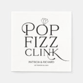 Serviette En Papier Noir Et Blanc Pop Fizz Clink (Devant)
