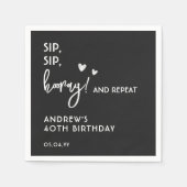 Serviette En Papier Noir et blanc Simple drôle Personnalisé Anniversai (Devant)