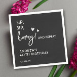 Serviette En Papier Noir et blanc Simple drôle Personnalisé Anniversai<br><div class="desc">Commencez la fête avec ces serviettes de cocktail faites sur mesure, en noir et blanc et minimalistes. Ils sont parfaits pour l'anniversaire, l'anniversaire ou toute occasion spéciale. Personnalisez avec votre nom et votre date pour une touche de charme personnel. Vous pouvez également modifier la couleur du texte et de l'arrière...</div>