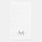 Serviette En Papier Noir et Lavande Monogramme Lavande Blanc (Devant)
