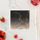 Serviette En Papier Noir et Marbre blanc (En situation)