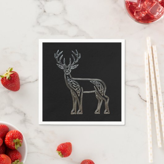 Serviette En Papier Noir Et Noir Cerf Style Celtique (En situation)