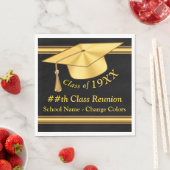 Serviette En Papier Noir et or, Classe Reunion Napkins, 3 tailles (En situation)