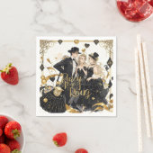 Serviette En Papier Noir et or, Luxe riche, style Moulin rouge (En situation)
