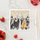 Serviette En Papier Noir et or, Luxe riche, style Moulin rouge (En situation)