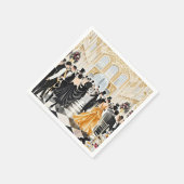 Serviette En Papier Noir et or, Luxe riche, style Moulin rouge (Coin)