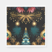 Serviette En Papier Noir et or moderne Noël (Devant)