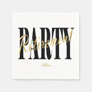 Serviette En Papier Noir et partie de retraite d'or, serviettes faites