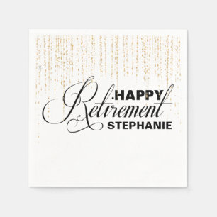 Serviette En Papier Noir et partie de retraite d'or, serviettes faites